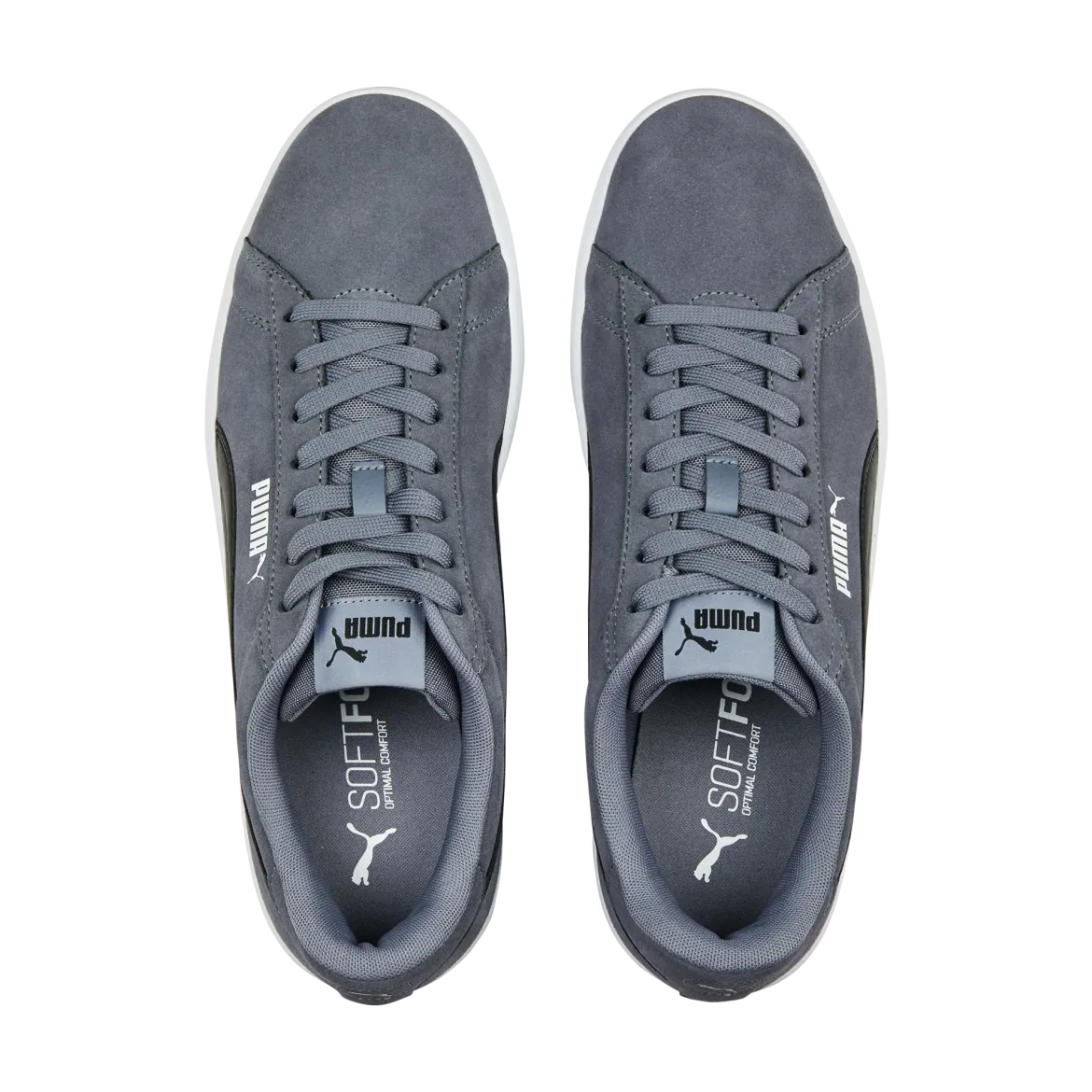 Sneakers casual da uomo in pelle scamosciata grigie e nere con logo Puma Smash 3.0