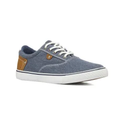 Sneakers casual da Uomo in tela blu con inserti marroni US Golf Club