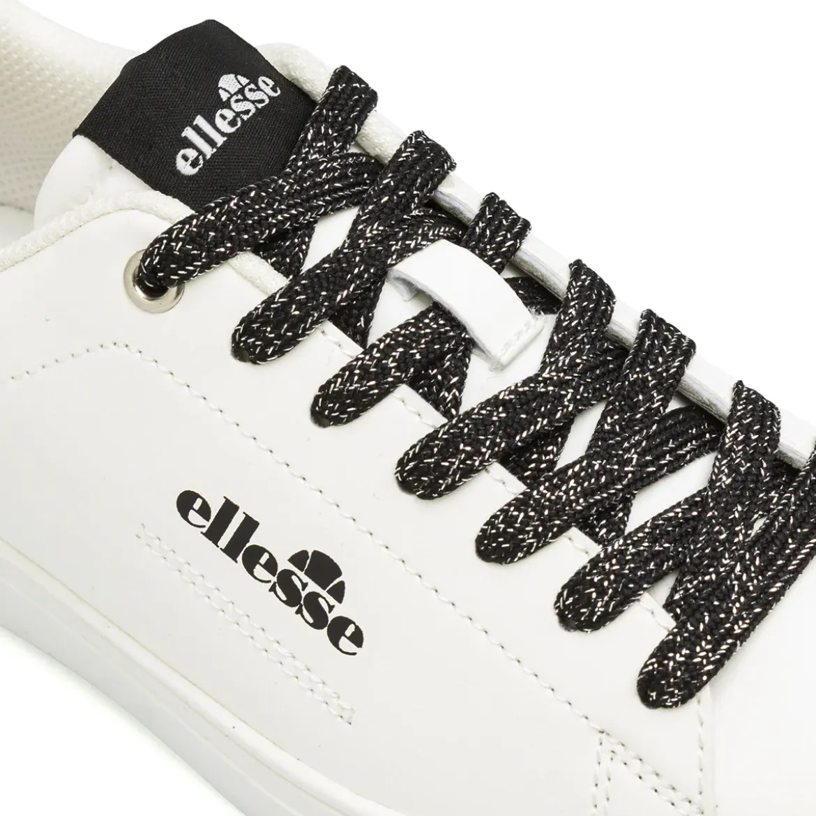 Sneakers casual Ellesse da Donna bianche con lacci neri glitter