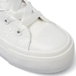 Sneakers da Bambina Bianche con fiori ricamati Dieci Baci