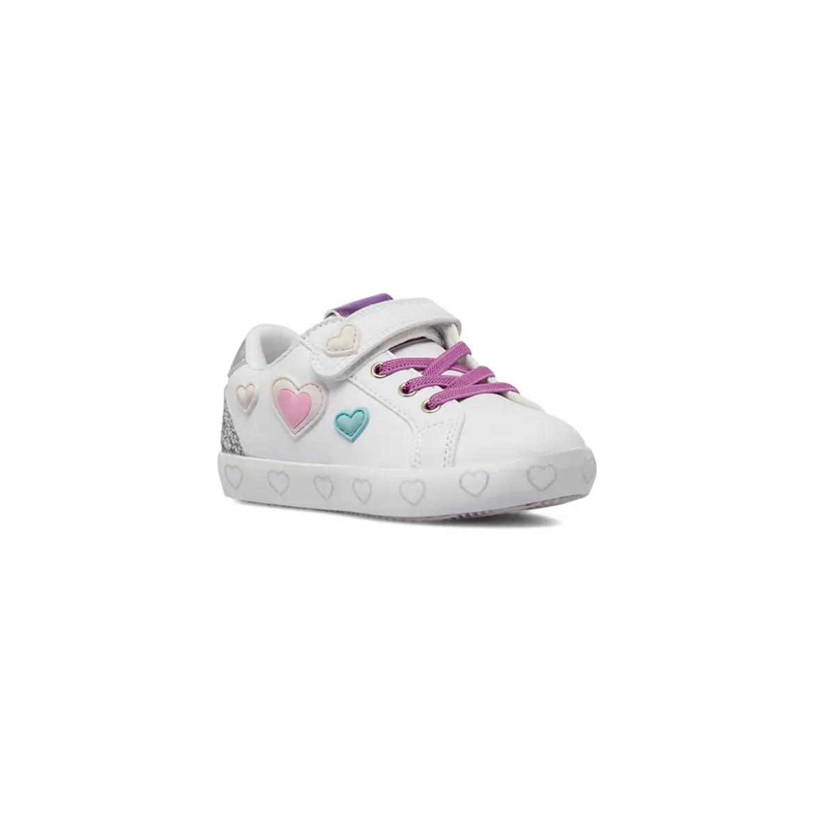 Sneakers da Bambina bianche con cuori colorati e glitter Dieci Baci