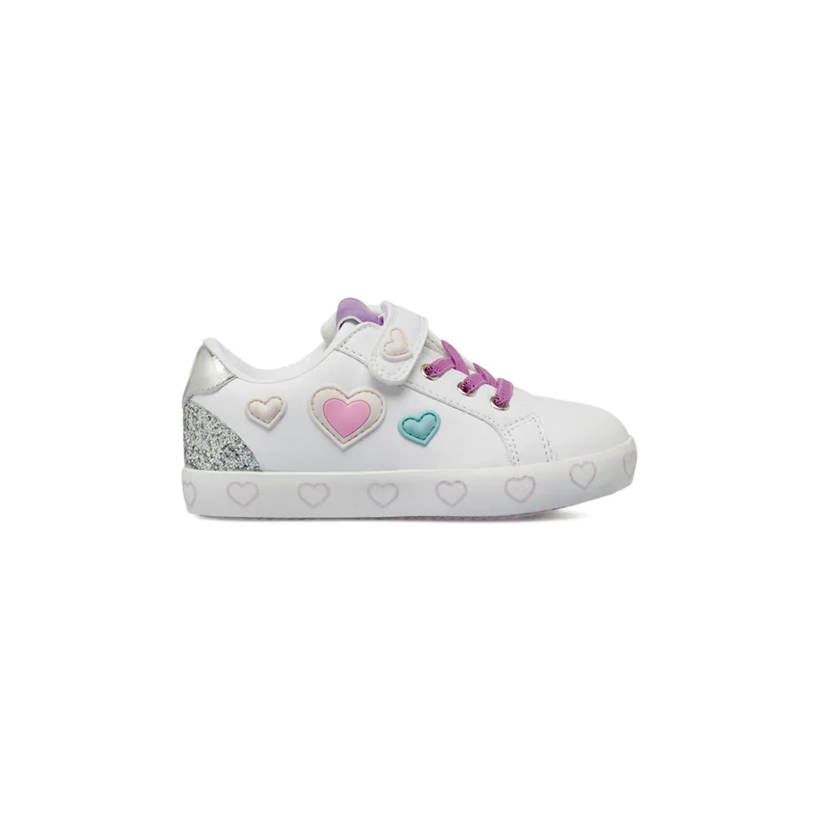 Sneakers da Bambina bianche con cuori colorati e glitter Dieci Baci