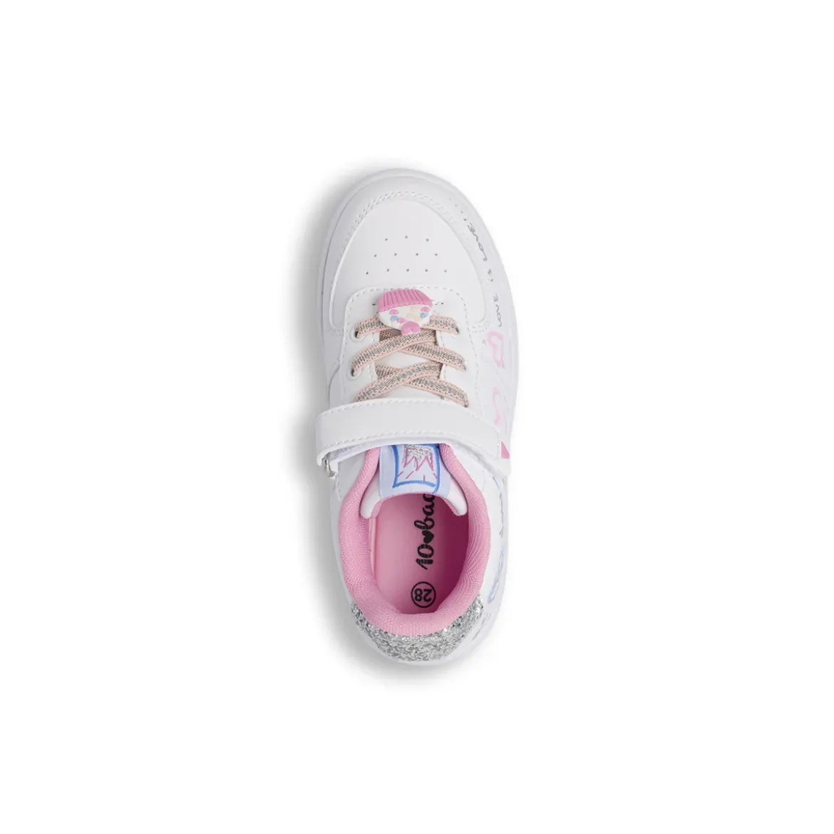 Sneakers da bambina bianche con stampa cuori Dieci Baci