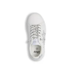 Sneakers da bambina bianche e argento con grafiche Stitch e Angel