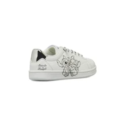 Sneakers da bambina bianche e argento con grafiche Stitch e Angel