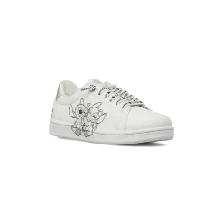 Sneakers da bambina bianche e argento con grafiche Stitch e Angel