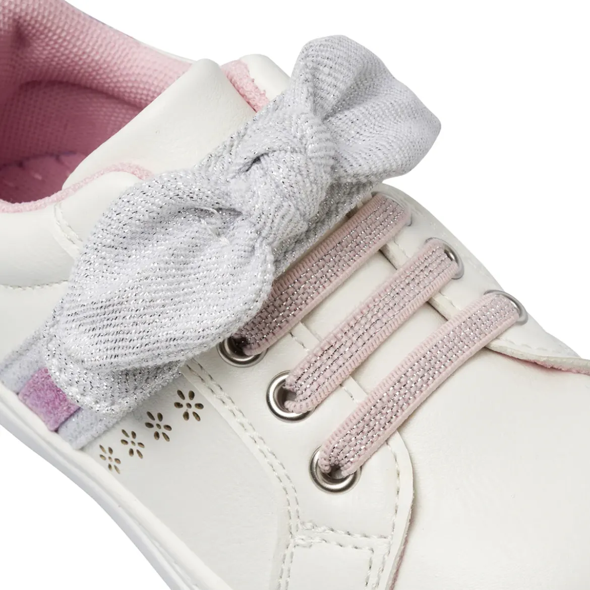 Sneakers da bambina bianche Le scarpe di Alice Primi passi con fiocco