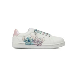 Sneakers da bambina bianche Stitch con Stitch con lacci arcobaleno