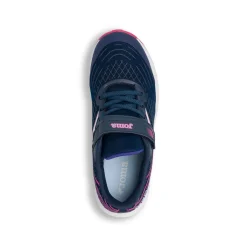 Sneakers da bambina blu in tessuto tecnico con lacci e strappo in velcro Joma JR30