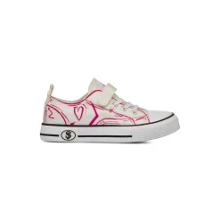 Sneakers da Bambina e Ragazza Bianche con dettagli fucsia a cuore Swish Jeans