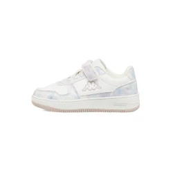 Sneakers da bambina Kappa bianche con strappo e dettagli iridescenti
