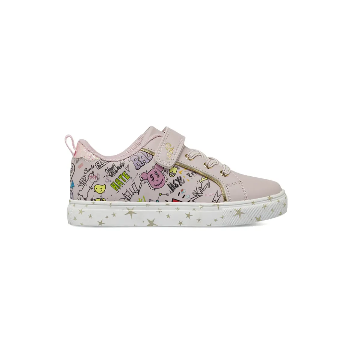 Sneakers da bambina rosa con stampa graffiti Dieci Baci