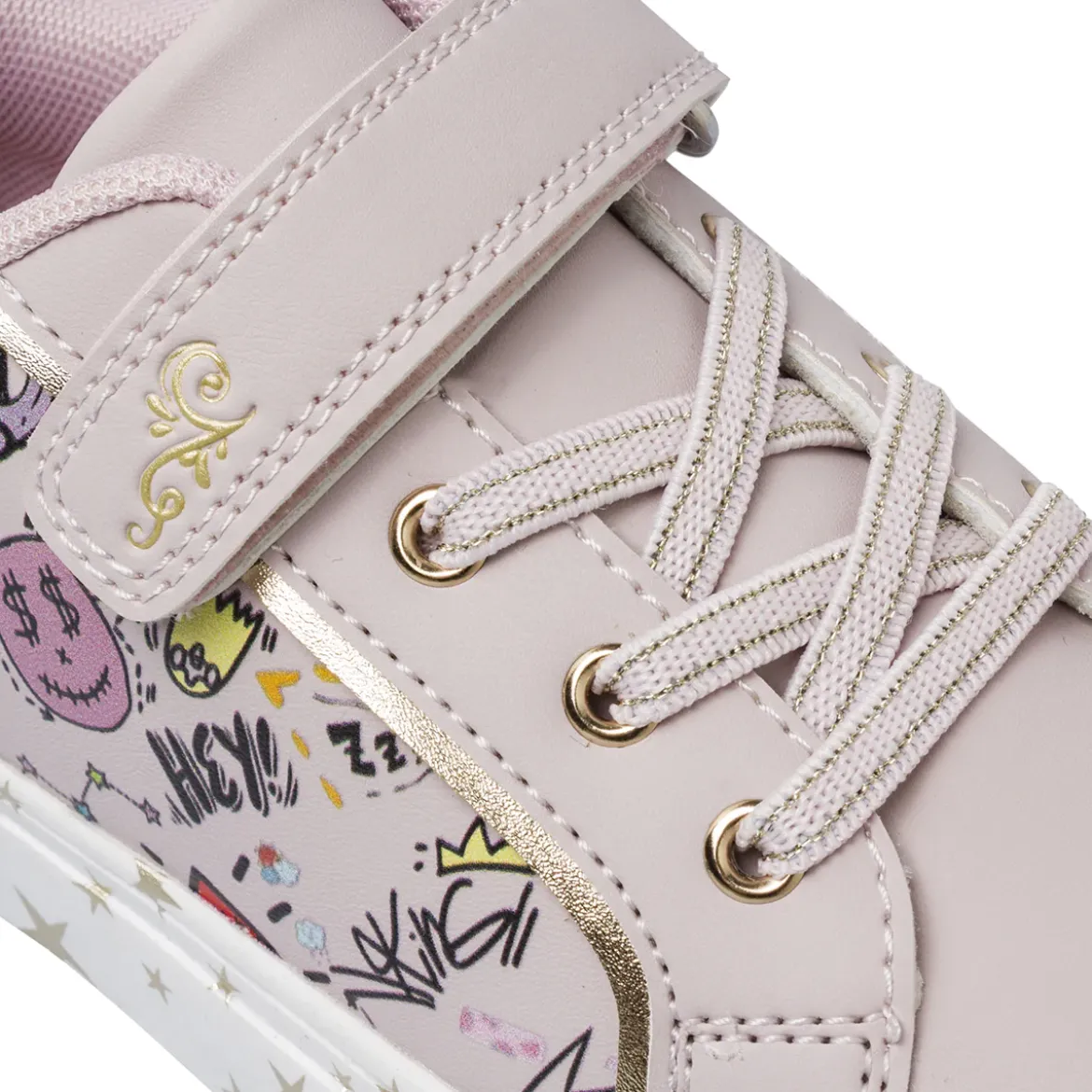 Sneakers da bambina rosa con stampa graffiti Dieci Baci