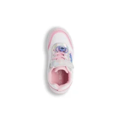 Sneakers da bambina rosa e bianche con luci e patch Stich