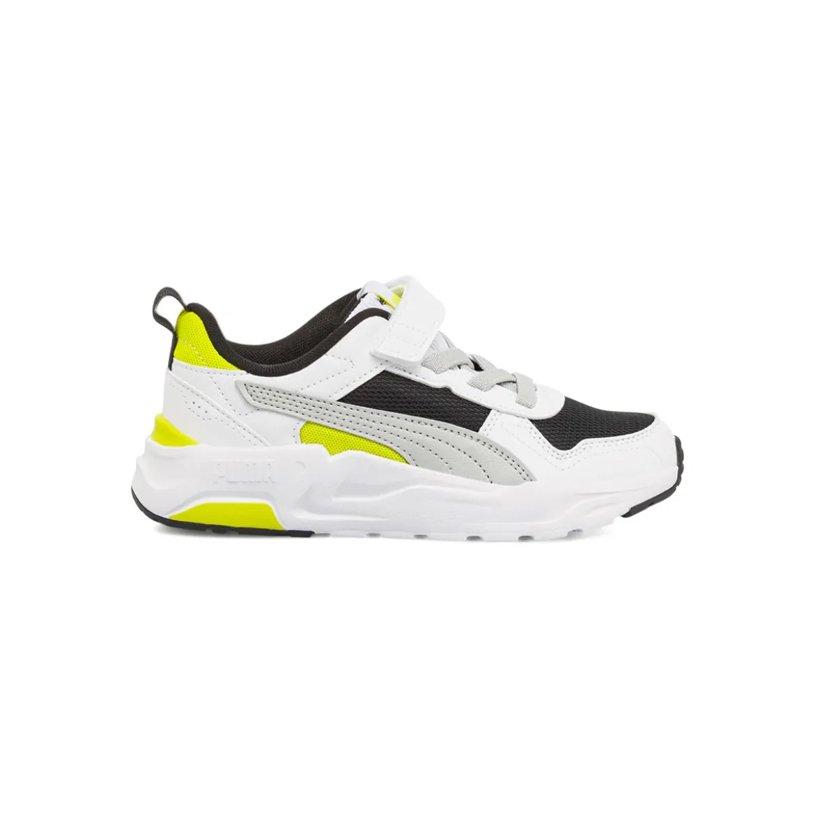 Sneakers da Bambino bianche con dettagli lime e strappo Puma Trinity 2