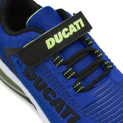Sneakers da bambino blu Ducati con strappo e ammortizzazione ad aria