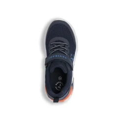 Sneakers da bambino blu in tessuto con luci nella suola Navigare