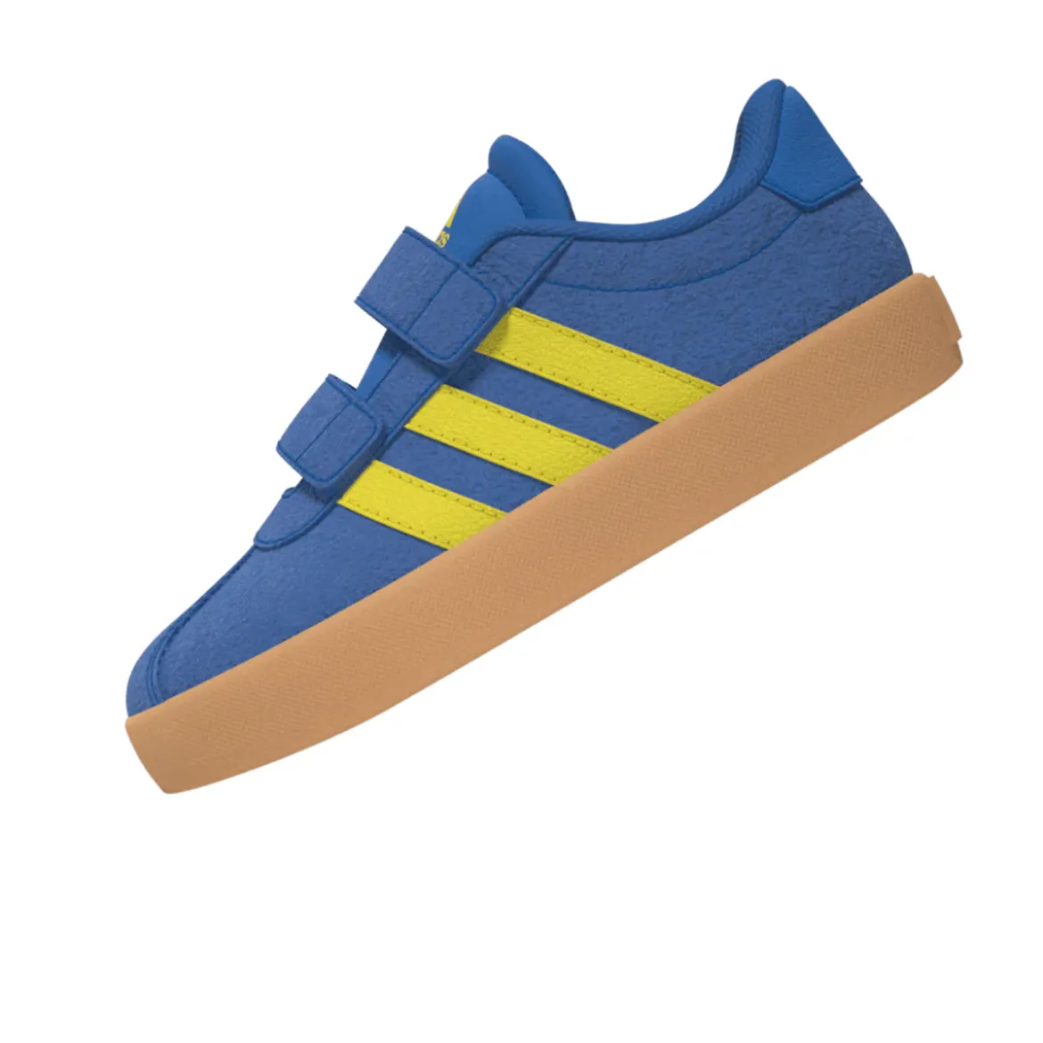 Sneakers da bambino e bambina blu con dettagli gialli adidas VL Court 3.0