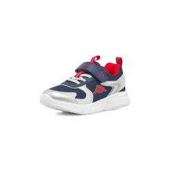 Sneakers da bambino Kappa blu e argento con strappo in velcro