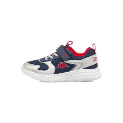 Sneakers da bambino Kappa blu e argento con strappo in velcro