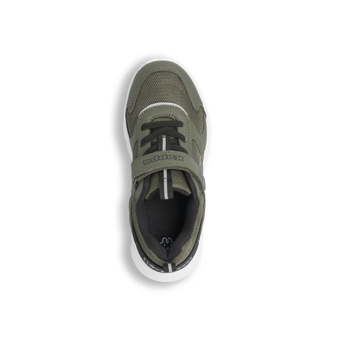 Sneakers da bambino Kappa verdi militare in mesh con strappo in velcro