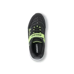 Sneakers da bambino nere con strappo e dettagli lime fluo Ducati
