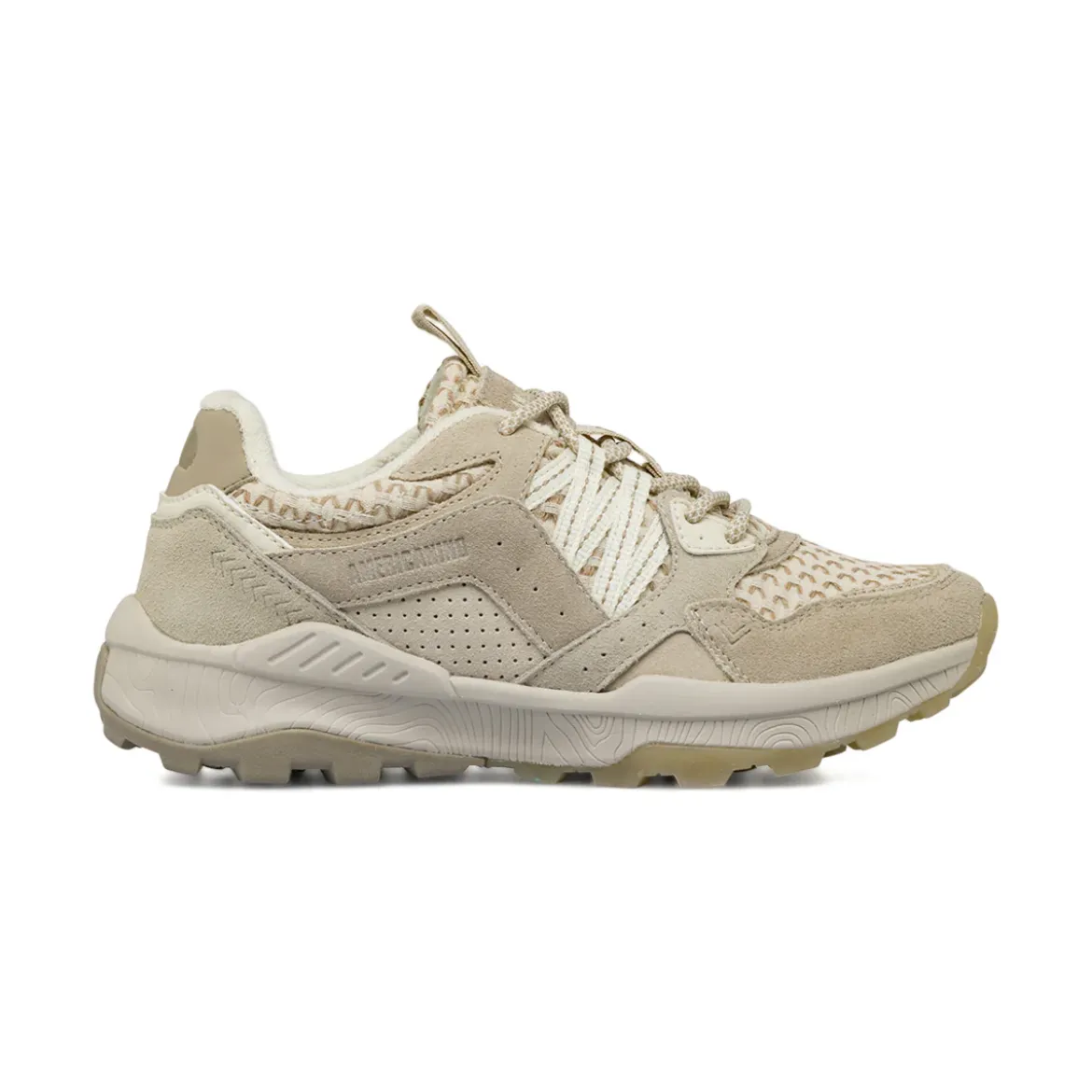 Sneakers da donna beige con inserti effetto scamosciato Americanino