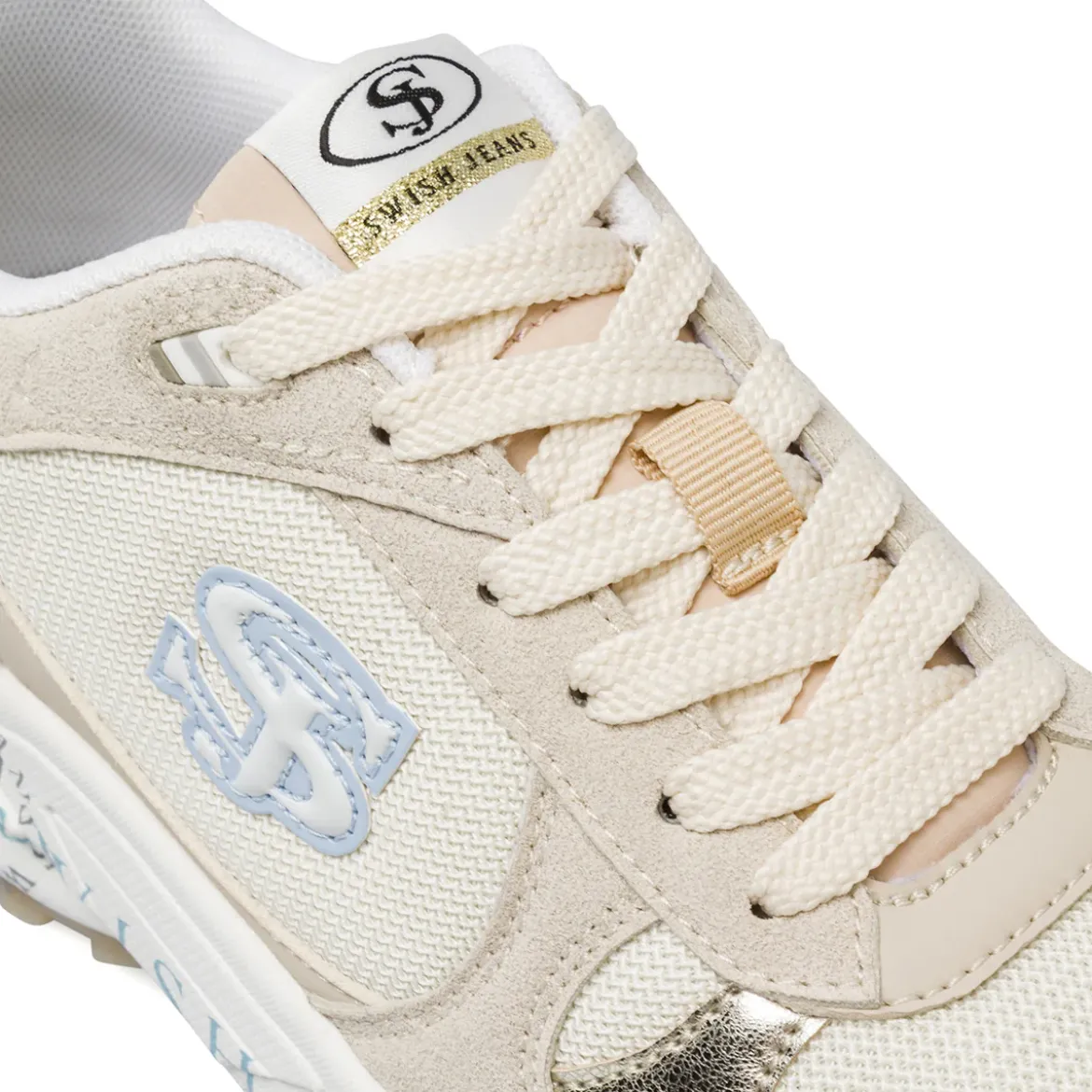 Sneakers da donna beige Swish Jeans con inserti effetto scamosciato