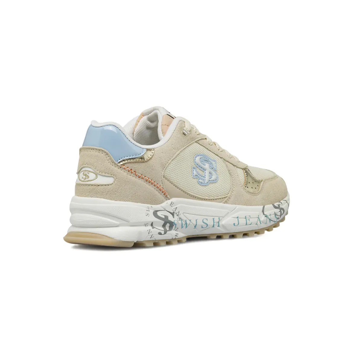 Sneakers da donna beige Swish Jeans con inserti effetto scamosciato