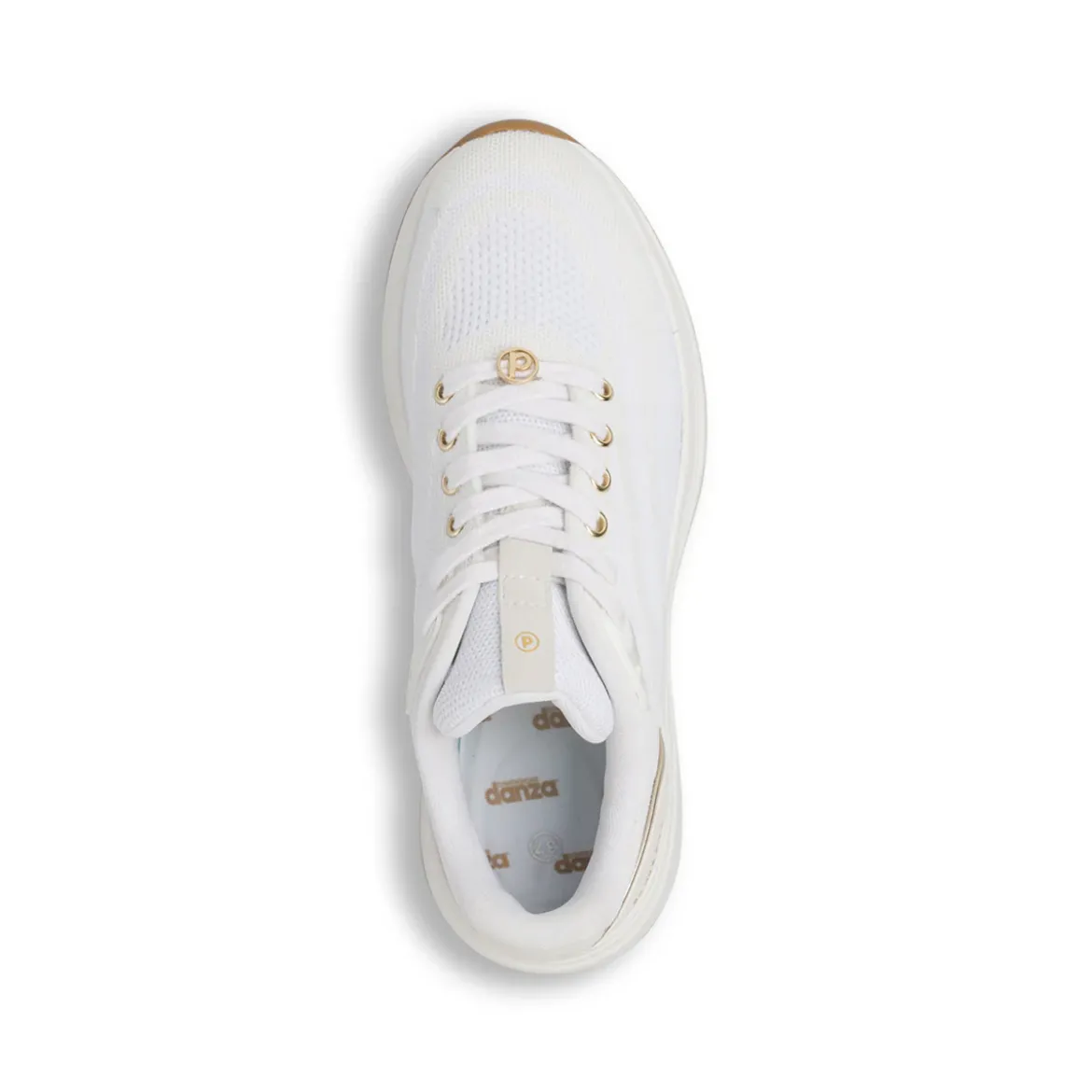 Sneakers da donna bianche con dettagli oro Dimensione Danza