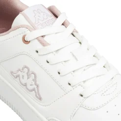 Sneakers da donna bianche Kappa in similpelle con inserti rosa chiaro