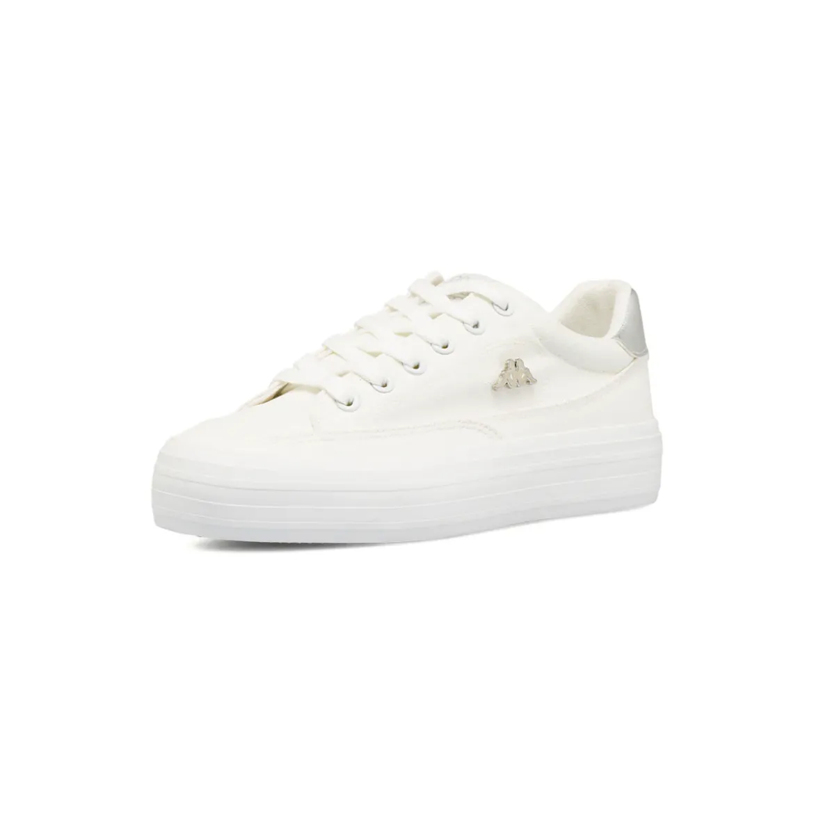 Sneakers da donna bianche Kappa in tessuto con dettagli metallizzati