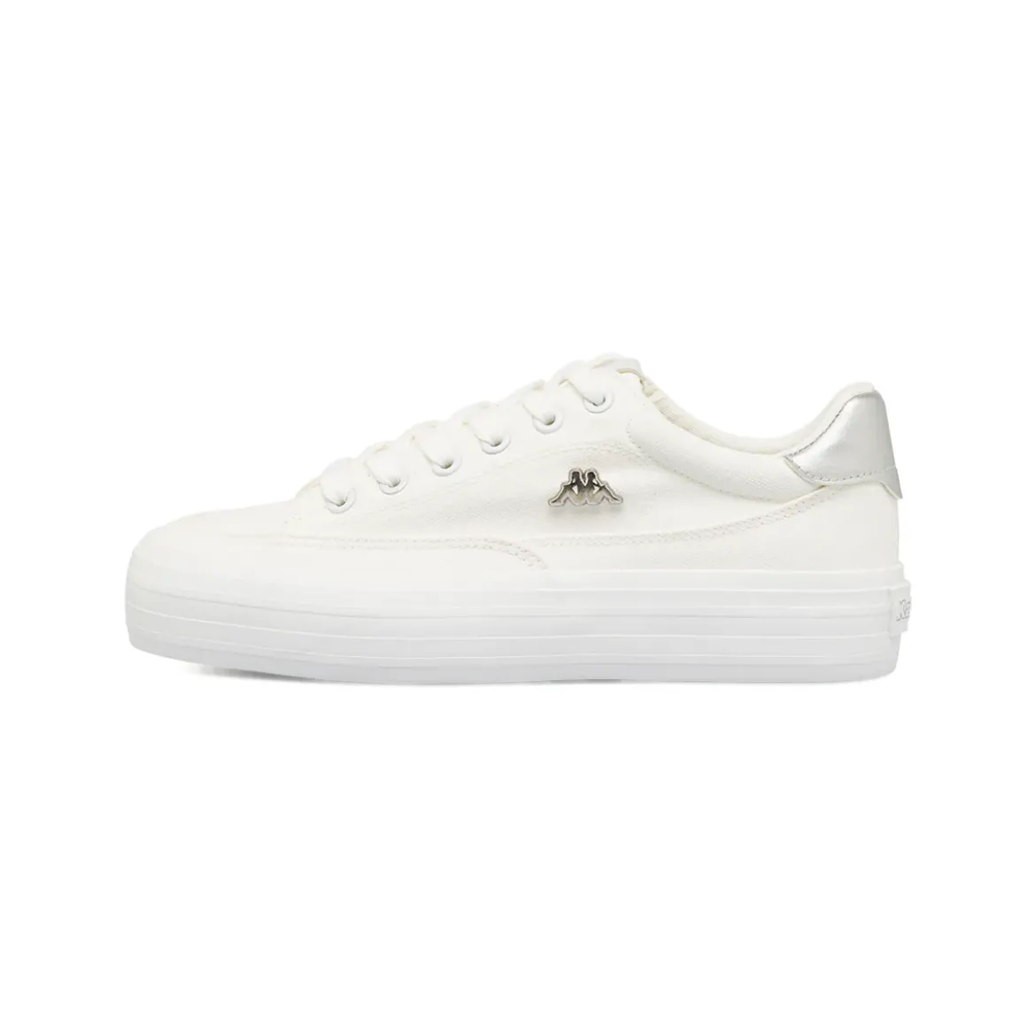 Sneakers da donna bianche Kappa in tessuto con dettagli metallizzati