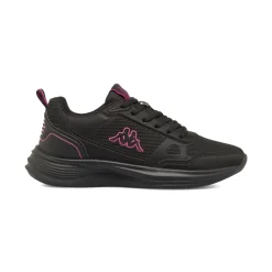 Sneakers da donna nere Kappa in tessuto traspirante con inserti fucsia
