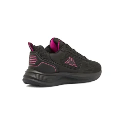 Sneakers da donna nere Kappa in tessuto traspirante con inserti fucsia