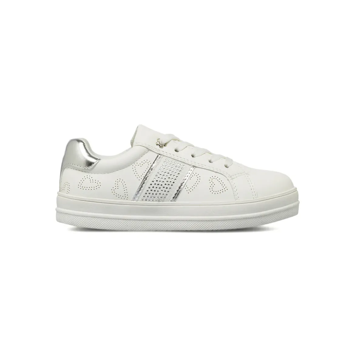 Sneakers da Ragazza bianche Dieci Baci con strass e dettagli argento