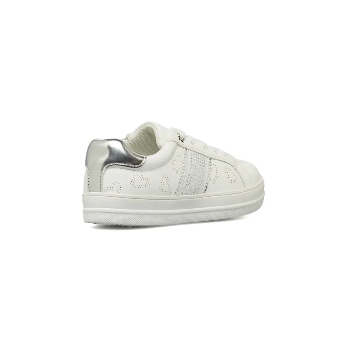 Sneakers da Ragazza bianche Dieci Baci con strass e dettagli argento