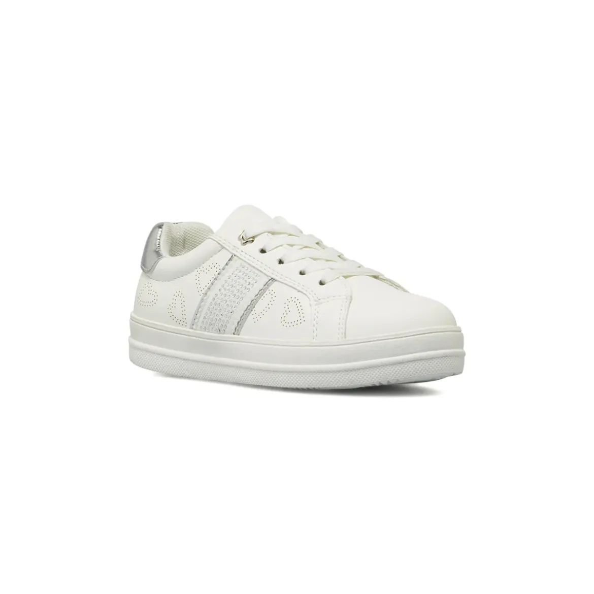Sneakers da Ragazza bianche Dieci Baci con strass e dettagli argento
