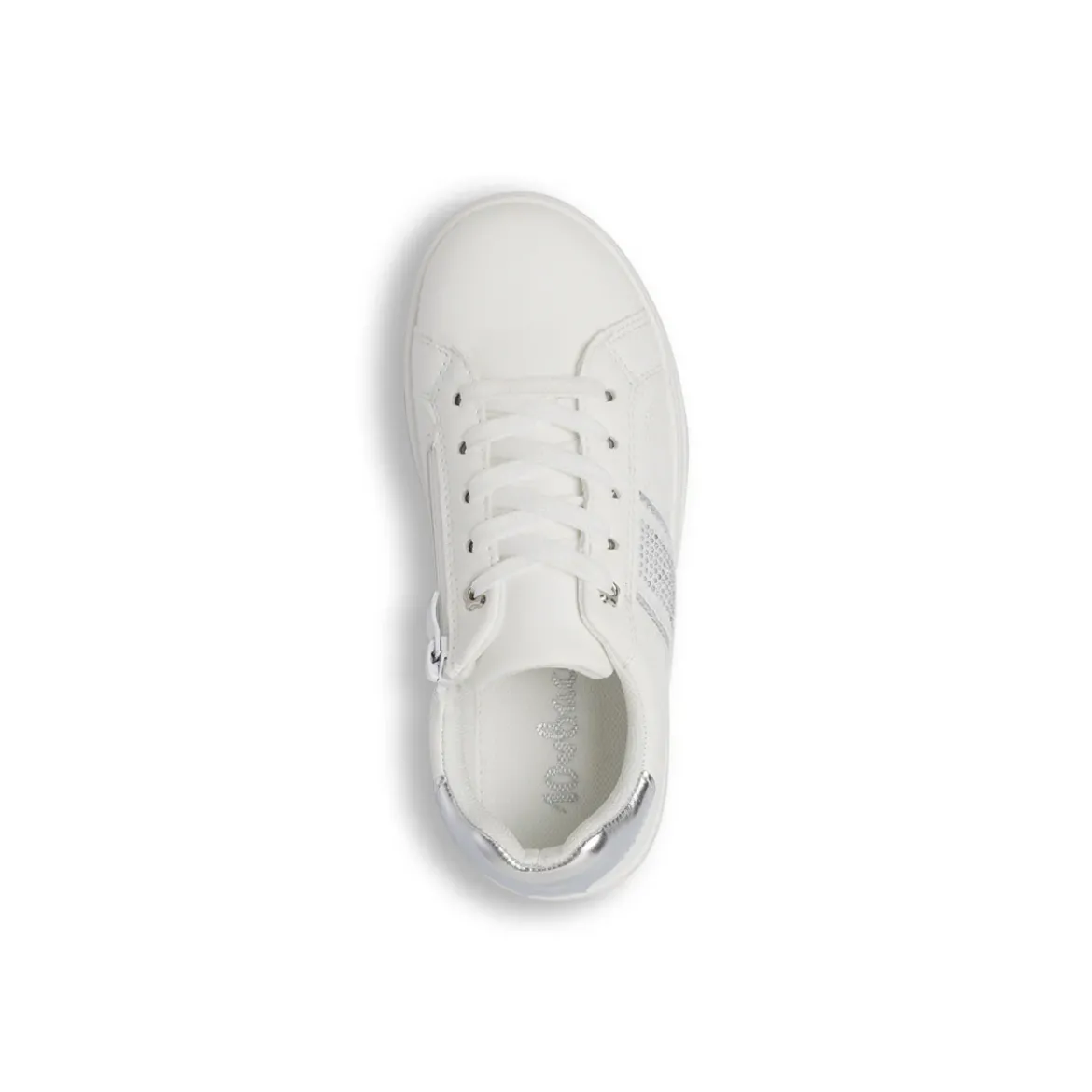 Sneakers da Ragazza bianche Dieci Baci con strass e dettagli argento
