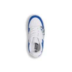 Sneakers da ragazzo bianche con graffiti blu e stampa street Space Boy