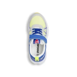 Sneakers da Ragazzo grigie e blu con strappo e lacci elastici Ducati
