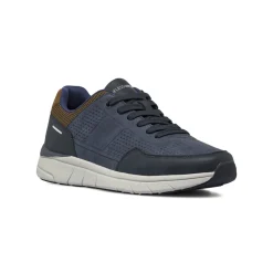 Sneakers da Uomo blu con dettagli marroni e micro-fori Riflessi Urbani