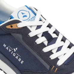 Sneakers da Uomo blu con inserti grigi e dettagli color cuoio Navigare