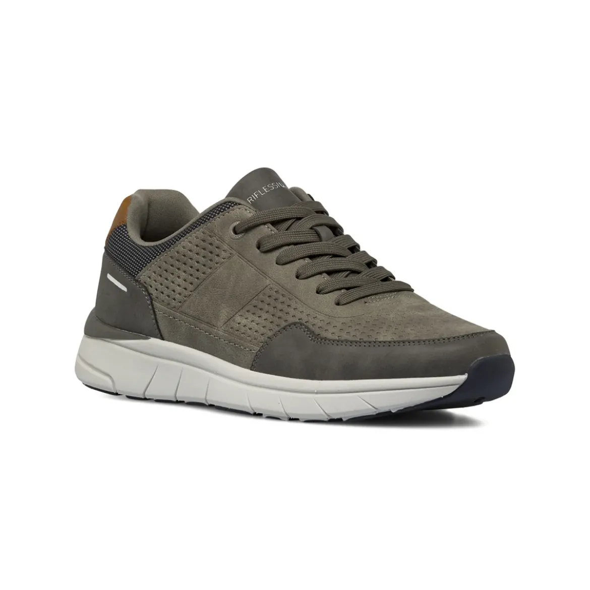 Sneakers da uomo grigie in tessuto con dettagli marroni Riflessi Urbani