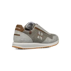 Sneakers da uomo in suede e canvas grigie con dettaglio logo Nautica