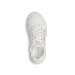 Sneakers Dieci Baci da bambina bianche con pizzo lacci in raso e charm