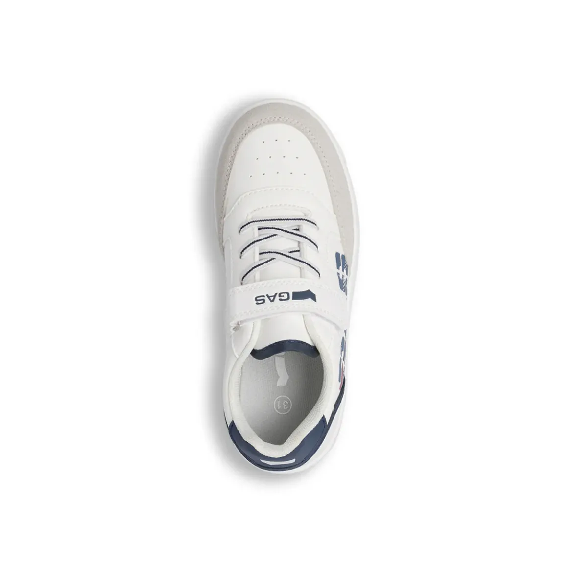 Sneakers Gas da Ragazzo bianche con strappo e dettagli navy