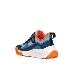 Sneakers in mesh blu e arancione da Bambino con suola traspirante Geox