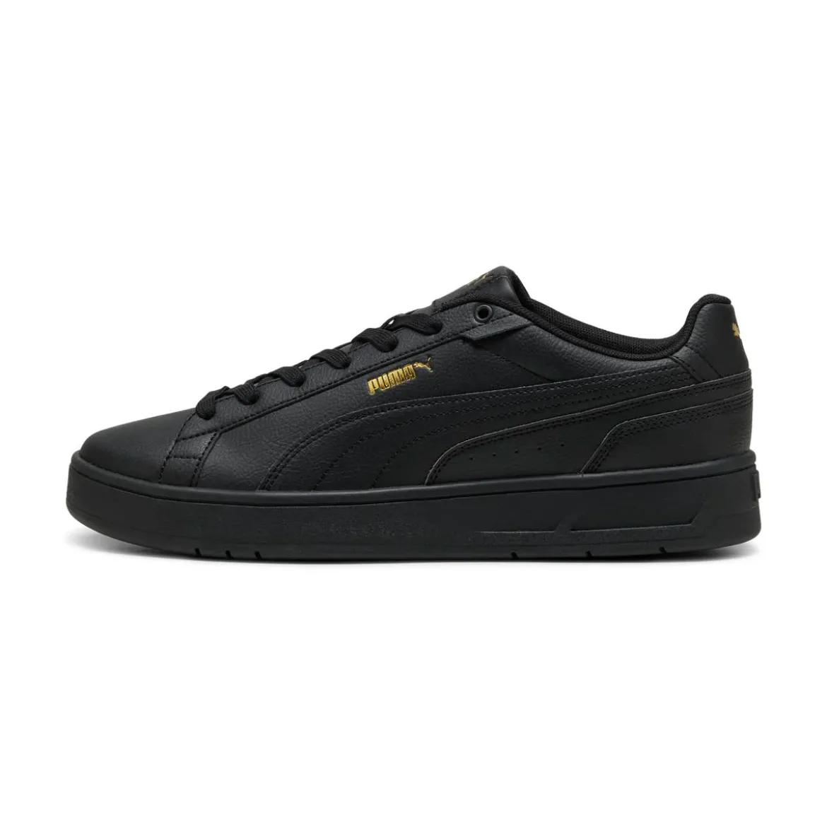 Sneakers Nere Uomo con loghi oro e suola in gomma Puma Court Classico