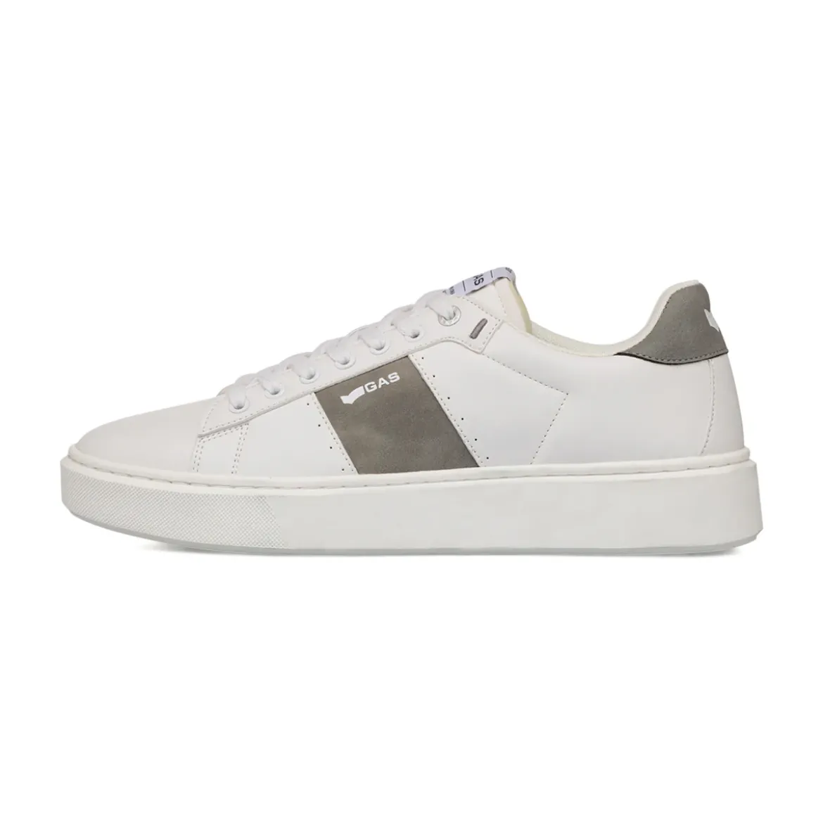 Sneakers platform bianche da Uomo con inserto grigio e logo Gas